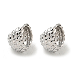 Платинированный Круглые латунные серьги-кольца, Реальная платина, 18x15.5 мм