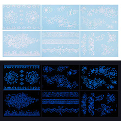 Mixed Shapes 6 feuilles de papier lumineux autocollants de tatouage, rectangle, formes mixtes, 15.3x11x0.02 cm