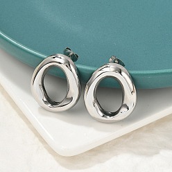 Нержавеющая Сталь Цвет 304 овальные серьги-гвоздики из нержавеющей стали, цвет нержавеющей стали, 31x25 мм