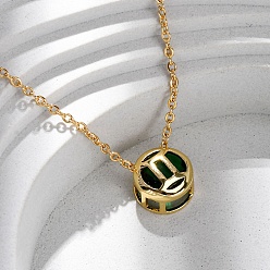 Близнецы Латунный паве кубический цирконий камень рождения созвездие кулон кабель цепочка ожерелья, золотые, Близнецы, 18.35 дюйм (46.6 см)