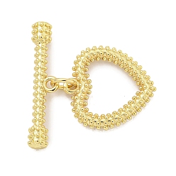 Real 18K Gold Plated Rack Plating Brass Toggle Clasps, Long-Lasting Plated, Lead Free & Cadmium Free, Heart, Real 18K Gold Plated, 23.5mm long, bar: 5.5x25x3.5mm Hole: 1.2mm, Heart: 18x16.5x2.5mm, Hole: 1.2mm, Ring: 5x1mm, inner diameter: 3mm