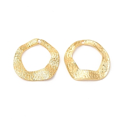 Настоящее золото 18K Ионное покрытие (ip) 304 подвески из нержавеющей стали, волнистые кольца прелести, реальный 18 k позолоченный, 17.5x18x2 мм, отверстие : 1~1.2 мм