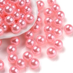 Pink Пластиковые бусины abs, имитации жемчуга, без отверстия , круглые, розовые, 10 мм