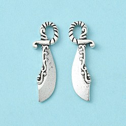 Античное Серебро Подвески из сплава , без кадмия и без свинца, меч, античное серебро, 25x6x2 мм, отверстие : 2 мм