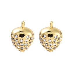 Настоящее золото 18K Стойка покрытие клубника латунные серьги-гвоздики, с четким кубического циркония, без кадмия и без свинца, долговечный, реальный 18 k позолоченный, 8.5x6 мм