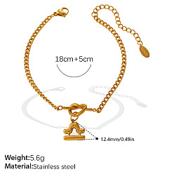 Balance 304 Bracelets unisexes à breloques en acier inoxydable représentant douze constellations, or, libra, 7.09 pouce (18 cm)
