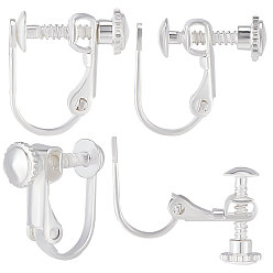 Посеребрённый 20 латунные серьги-клипсы, конвертер для серег без прокола, 925 серебро покрытием, 14.5x12.5x5 мм