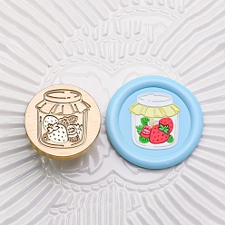 Bottle Золотистый тон, круглая сургучная печать, латунные головки штампов, для сургучной печати, клубничная серия, бутылка, 25x14 мм, внутренний диаметр: 7 мм