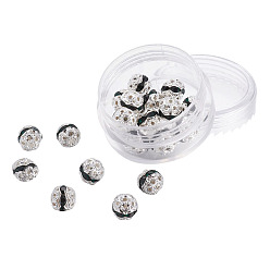 Изумруд Латунные бусины со стразами , класс А, серебрянный металл, круглые, изумруд, 8 мм, отверстия: 1 мм, 20 шт / коробка