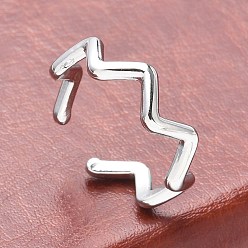 Нержавеющая Сталь Цвет Не тускнеет 304 кольцо-манжета из нержавеющей стали с волной для женщин, цвет нержавеющей стали, размер США 7 3/4 (17.9 мм)