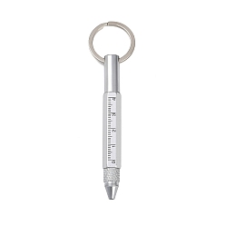 Гейнсборо Алюминиевая практичная ручка-брелок 6-в-1, многофункциональная шариковая ручка, ручка со шкалой, с кольцом ключевой железа, светло-серые, 120 мм