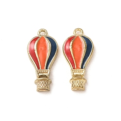 Coloré Pendentifs en alliage, avec l'émail, ballon à air chaud, or et de lumière, colorées, 21.5x10x3mm, Trou: 1.2mm