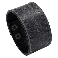 Noir Bracelets vachette de cordon, bracelets à pression pour hommes, gris anthracite, noir, 9.06 pouce (23 cm)