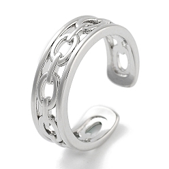 Платина Латунные открытые манжеты с покрытием стойки, цепочка звеньев широкая полоса кольца для женщин, долговечный, без свинца и без кадмия, платина, 6 мм, регулируемый