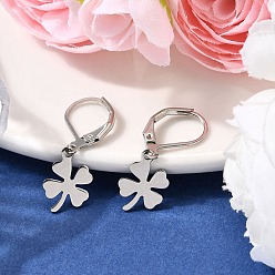 Платина 201 из нержавеющей стали Leverback серьги, клевер, с железом, платина, 28.5x9.5x10.5 мм
