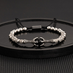 Rectangle 304 браслеты из плетеных бусин из нержавеющей стали, платина, прямоугольные, 7-1/8 дюйм (18 см)