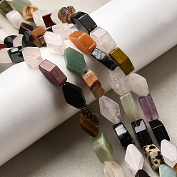 Смешанные камни Натуральные и синтетические, смешанные драгоценный камень бисер пряди, ромб, смешанные окрашенные и неокрашенные, 12~13x7~8x4.5~6 мм, отверстие : 0.8 мм, около 32 шт / нитка, 15.75'' (40 см)