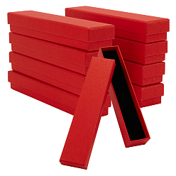 Red Cardboard Jewelry Necklace Gift Storage Boxes, Rectangle with Velvet and Sponge Inside, Red, 21x4.4x3.3cm, 20pcs/set
