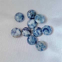 (306FM) Жонкиль матовый с лаймовой подкладкой Натуральные голубые пятна яшмы кабошоны, полукруглые / купольные, 6 мм