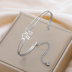 Нержавеющая Сталь Цвет 304 женские браслеты-манжеты из нержавеющей стали, бантом, цвет нержавеющей стали, 6.30 дюйм (16 см)