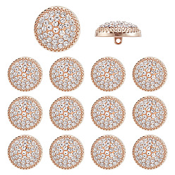 Light Gold 14шт. 1-образные кнопки из сплава стекла с отверстием под ножку, полукруглый, золотой свет, 25x13 мм, отверстие : 2 мм