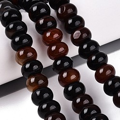 Coconut Brown Natural Agate Beads Strands, Smooth Rondelle, Dyed, Coconut Brown, 12x7.5mm, Hole: 0.5~1.2mm, about 48~56pcs/strand, 14.17~16.73 inch(36~42.5cm)
