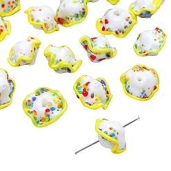 Желтый Юбка ручной работы из бисера лэмпворк, браслет из бисера своими руками, ювелирные аксессуары, желтые, 17x12 мм