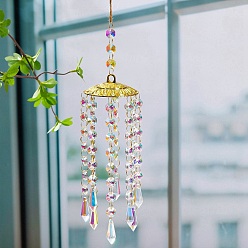 Colorful Crystal Suncatcher, with Metal Findings, for Home, Garden Decoration, Colorful, 430x80mm