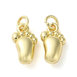 Real 18K Gold Plated Eco-Friendly Rack Plating Brass Pendants, with Jump Ring, Long-Lasting Plated, Lead Free & Cadmium Free, Foot Charms, Real 18K Gold Plated, 14x8x4.5mm, Hole: 3mm