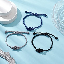 (52) Непрозрачная лаванда 3шт. регулируемые полиэфирные шнуры плетеные браслеты для женщин и мужчин, узел жуйи, разноцветные, внутренний диаметр: 2 дюйм (5.2 см)