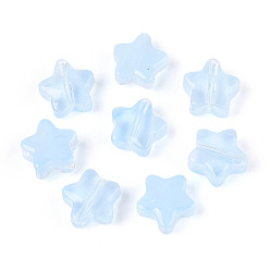 Васильковый Имитация нефритовые четки стекла, звезда, васильковый, 8x8x4 мм, отверстие : 0.9~1 мм, около 1950~2000 шт / упаковка