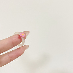 Pink Полимерные пальцевые кольца, цветок, розовые, внутренний диаметр: 17 мм