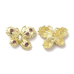 Коричневый Подвески из сплава, со стеклом, золотой свет, без свинца и без кадмия, очарование бабочки, коричневые, 19x24x6.5 мм, отверстие : 1.8 мм