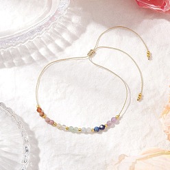 Смешанные камни Регулируемые браслеты из натуральных смешанных драгоценных камней с бусинами для женщин на тему чакры, рондель, с вощеной нейлоновой нитью, внутренний диаметр: 2~3-1/8 дюйм (5.2~7.9 см)