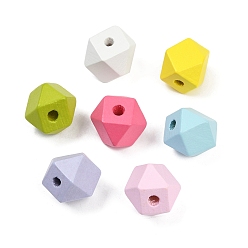 (52) Непрозрачная лаванда Спрей окрашены деревянные европейские бусины, бусины с большим отверстием, многоугольник, разноцветные, 16x15x15 мм, отверстие : 4 мм
