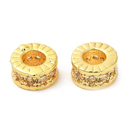 Настоящее золото 18K Стойки обшивки латунь микро проложить кубического циркония бусы, долговечный, без свинца и без кадмия, колонка, реальный 18 k позолоченный, 6x3 мм, отверстие : 2.8 мм