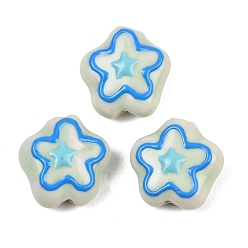 Озёрно--синий Фарфоровые эмалевые бусины ручной работы, цветок, пастельный фарфор, Плут синий, 12x5.5~6.5 мм, отверстие : 1.8 мм