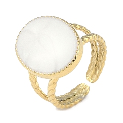 Настоящее золото 18K Ионное покрытие (ip) 304 овальные манжетные кольца из эмали из нержавеющей стали, открытые кольца для женщин, реальный 18 k позолоченный, регулируемый