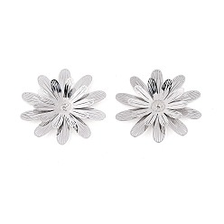 Платина Шапочки и конусы для бусин, латунные, цветок, платина, 35~35.5x33.5~34x3.5~5 мм, отверстие : 0.8~0.9 мм