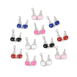 Платина Подвески из эмали и сплава, стойки покрытие, украшения для нижнего белья, без кадмия, без никеля и без свинца, платина, 19x16x6 мм, отверстие : 1.8 мм