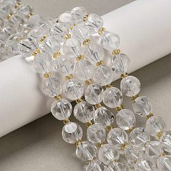 Хрусталь Природных кристаллов кварца бисер нитей, диагональные бусины из горного хрусталя, с бисером, 7.5~8x8x7.5~8 мм, отверстие : 1 мм, около 42 шт / нитка, 15.59'' (39.6 см)
