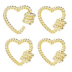 Золотой 4шт. латунные винтовые карабины-замки-брелки, для изготовления ожерелий, быстрые ссылки, сердце, золотые, 16x17x6.5 мм, Винт: 6.5x6.5 мм