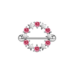 Светло-сиамский 304 и 316 хирургические кольца для сосков из нержавеющей стали, со стразами, Light Siam, 19 мм