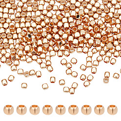 Настоящее золото 18K 400 латунные бусины шт., кубические, реальный 18 k позолоченный, 2x2x2 мм, отверстие : 1.2 мм, 400 шт / комплект