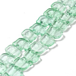 Spring Green Transparent Glass Beads Strands, Elephant, Spring Green, 10x12x3mm, Hole: 1mm, about 45~48pcs/strand, 14~14.5 inch(36~37cm)