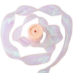 Легкий Лосось 5 рулоны плоской органзы радужных цветов, радужная лента для банта, цветок, украшение подарка, розовые, 1-5/8 дюйм (40 мм), около 10.00 ярдов (9.14 м) / рулон