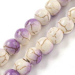 Лиловый Синтетические бирюзовые бусины, покрытые краской для выпечки, с эмалью, круглые, сирень, 8 мм, отверстие : 1 мм, около 49~50 шт / нитка, 13.66~13.98'' (34.7~35.5 см)