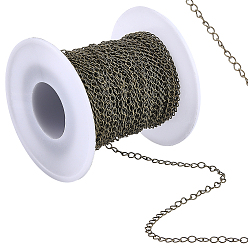 Antique Bronze 20M Brass Twisted Chains, Curb Chains, Soldered, with Spool, Lead Free & Cadmium Free, Antique Bronze, Links: 4x3x0.45mm