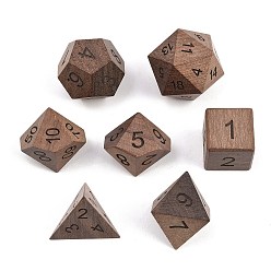 Верблюжий Набор многогранных игральных костей из натурального дерева, настольная игра в кости, верблюжие, 16~29x16~29x16~29 мм, о 7 шт / комплект