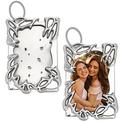 Серебро 2шт. пластиковые держатели для визитных карточек, с железными разрезными брелоками, прямоугольные, серебряные, 111x81x12 мм